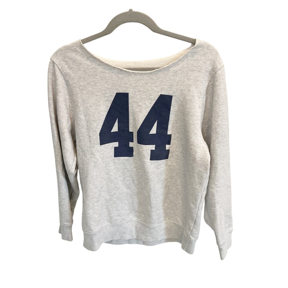 John Galt Brandy Melville Estelle Gray 44 Graphic Raw Neck Sweatshirt‎ - Size XS